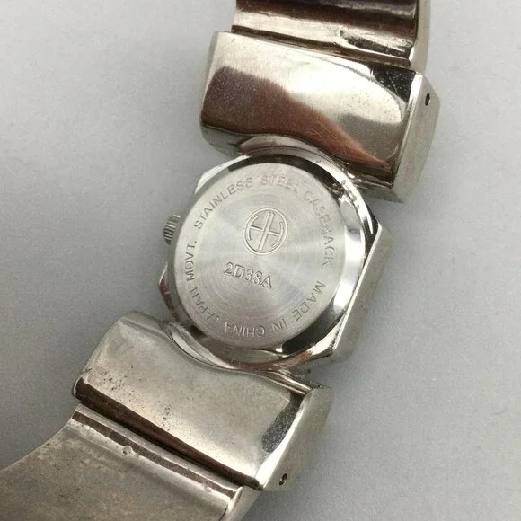 Art Deco Bangle Cuff Watch Womens 21mm Black Enamel Crystal MOP Dial New Battery - Picture 9 of 13